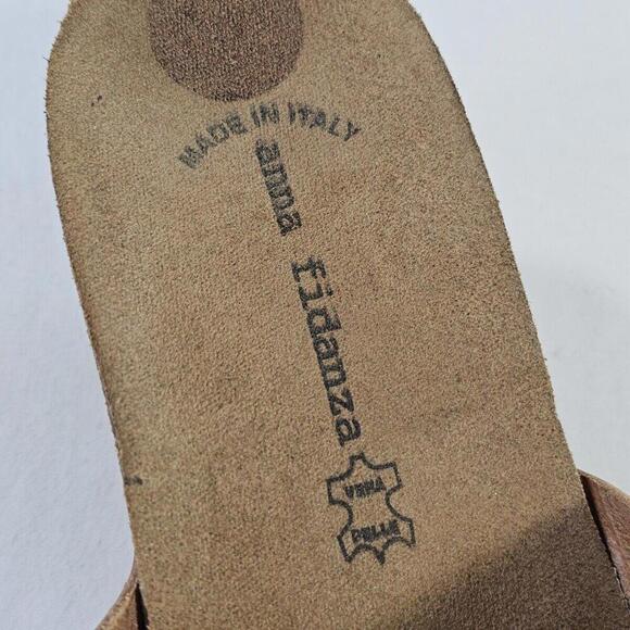 Anna Fidanza Women's Brown Leather Wedge Strappy Sandals Size 7 Made in Italy - Picture 3 of 6